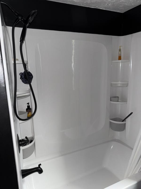 White shower with storage